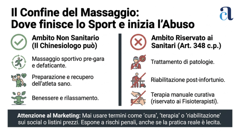 Viene approfondito il quadro legislativo del D.Lgs. 36/2021, evidenziando le incertezze sull'inquadramento dei laureati in scienze motorie e i limiti operativi per evitare l'esercizio abusivo della professione sanitaria.